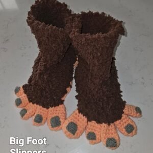 Handmade Crochet Bigfoot Slippers – Cozy Sasquatch Feet House Slippers