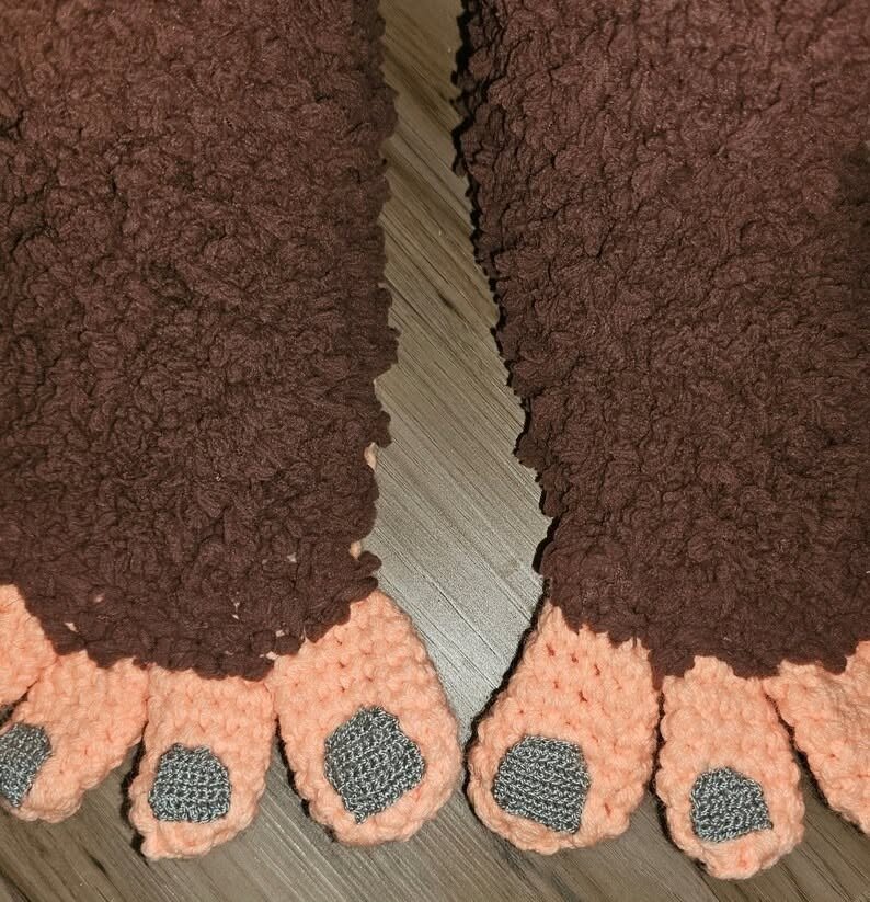 Handmade Crochet Bigfoot Slippers – Cozy Sasquatch Feet House Slippers - Image 3