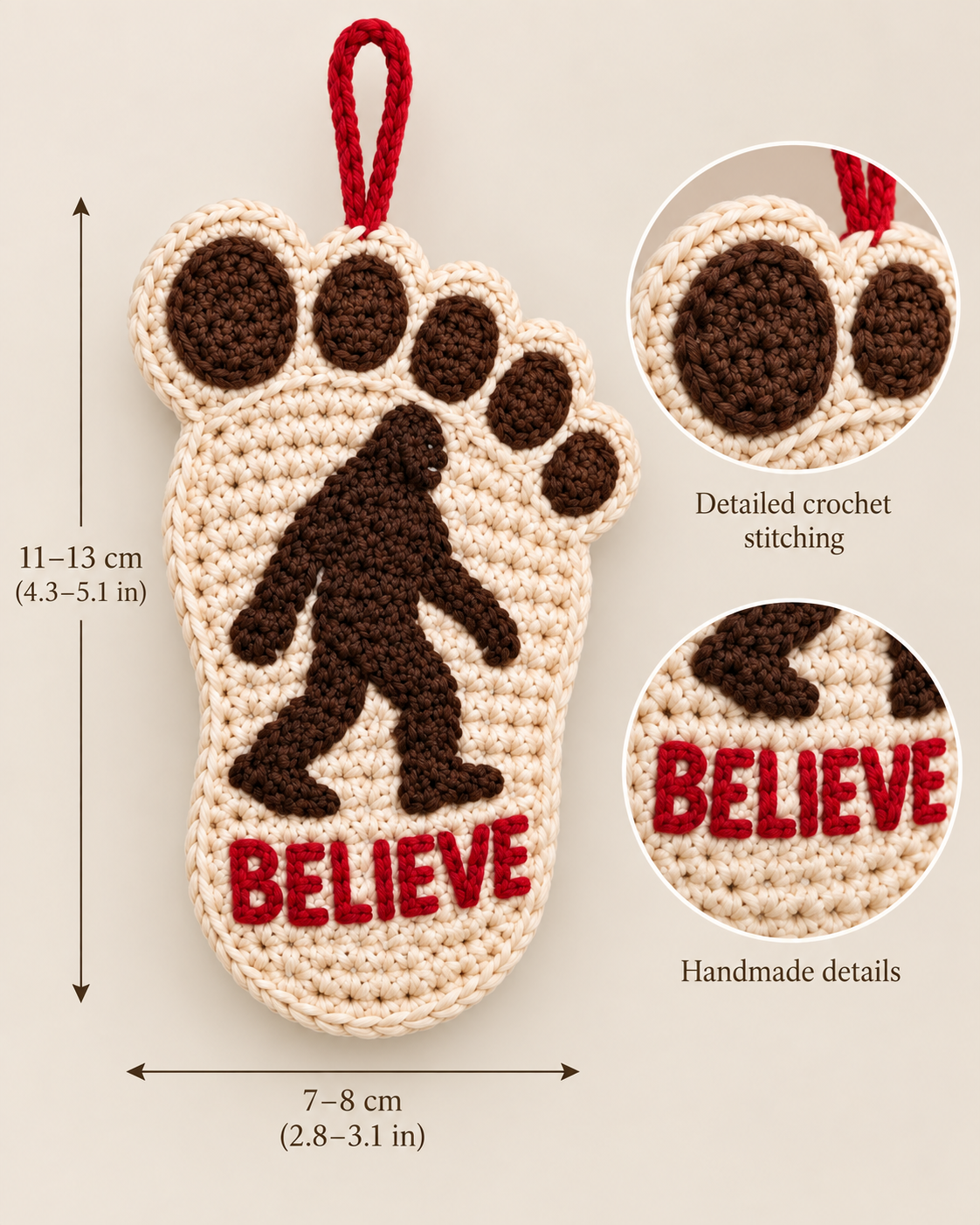 Bigfoot Crochet Christmas Ornament – Choose Your Quote - Image 8