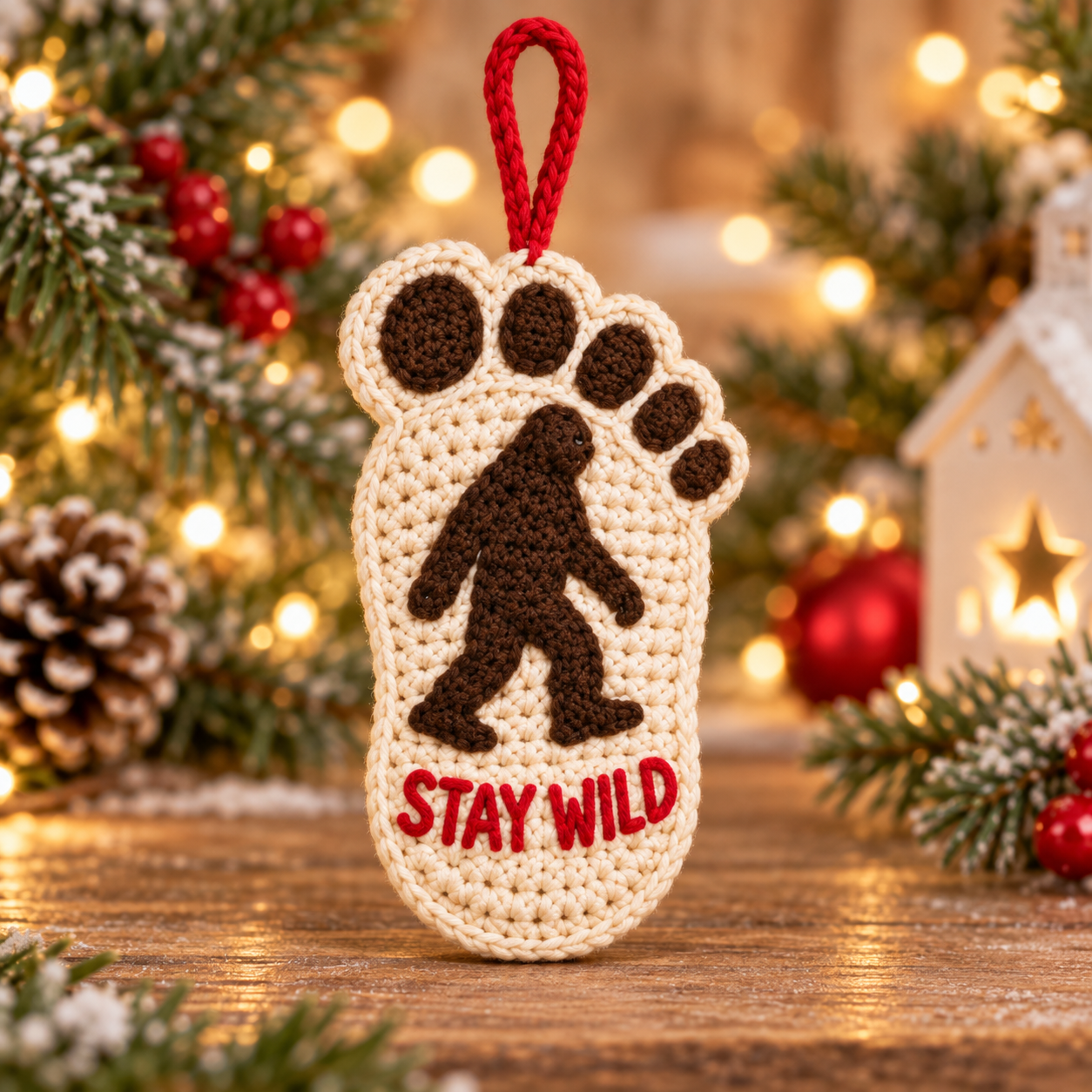 Bigfoot Crochet Christmas Ornament – Choose Your Quote - Image 6