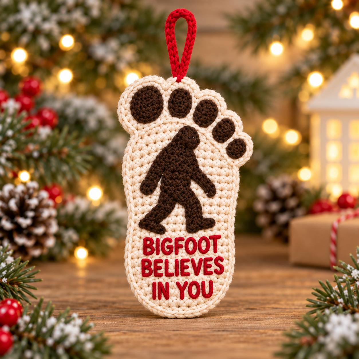 Bigfoot Crochet Christmas Ornament – Choose Your Quote - Image 2